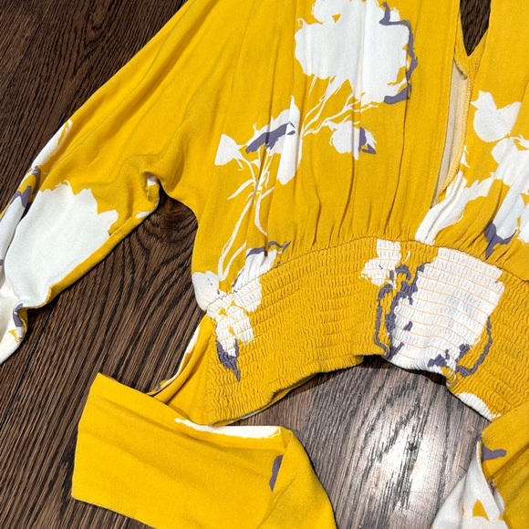 Free People Mustard Yellow Floral Blouse - Picture 5 of 11